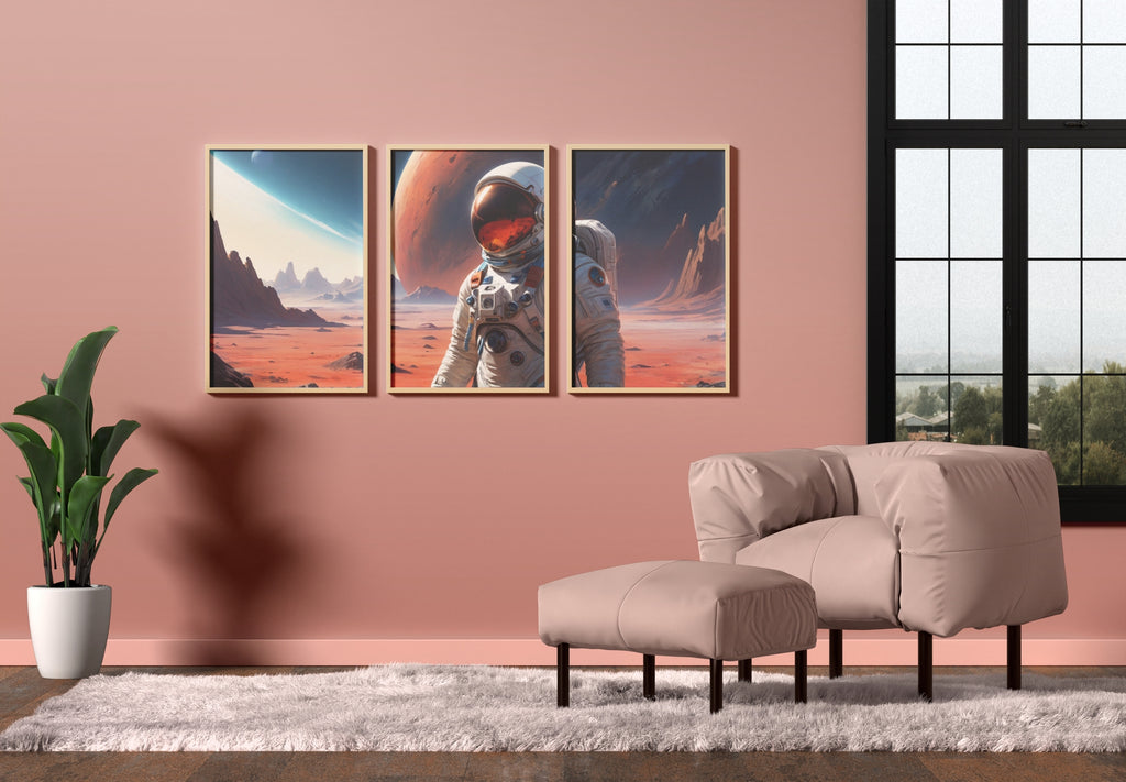 Cosmic Exploration Triptych - 20x30 - Posters, Prints, & Visual Artwork