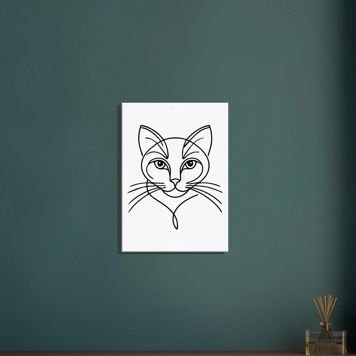 Silent Purr - Sleek Cat Line Drawing on Canvas - 50x70 cm 20x28″ - Canvas Prints