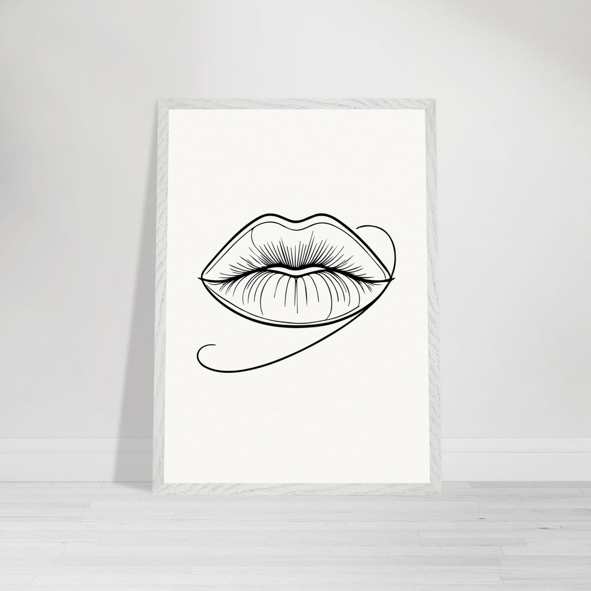 Natural Beauty - Framed Lips Artwork on Matte Paper - 50x70 cm 20x28″ White frame - Wooden Framed Posters