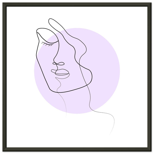 Simplicity and Grace - Pastel-Infused Line Art Portrait - 50x50 cm 20x20″ - Metal Framed Posters