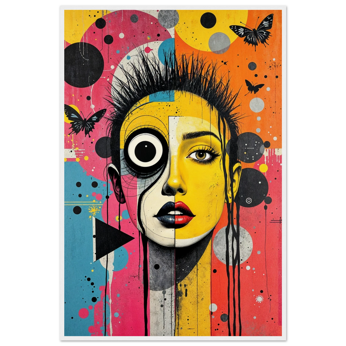 Fragmented Muse - Eclectic Portrait Framed Art - - Wooden Framed Posters