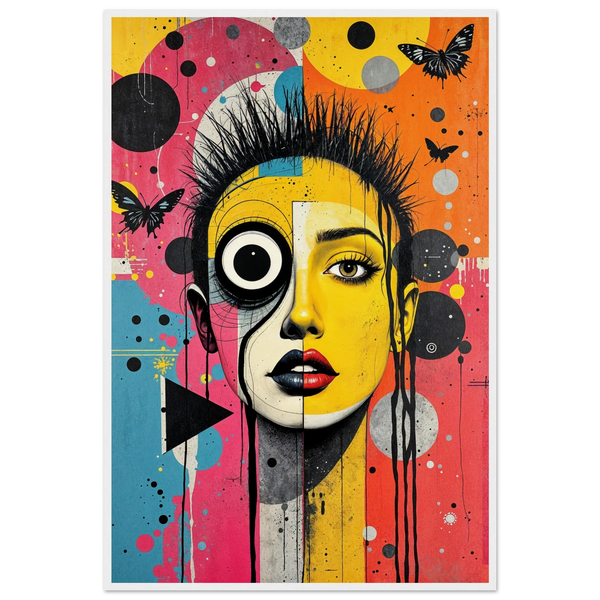 Fragmented Muse - Eclectic Portrait Framed Art - - Wooden Framed Posters