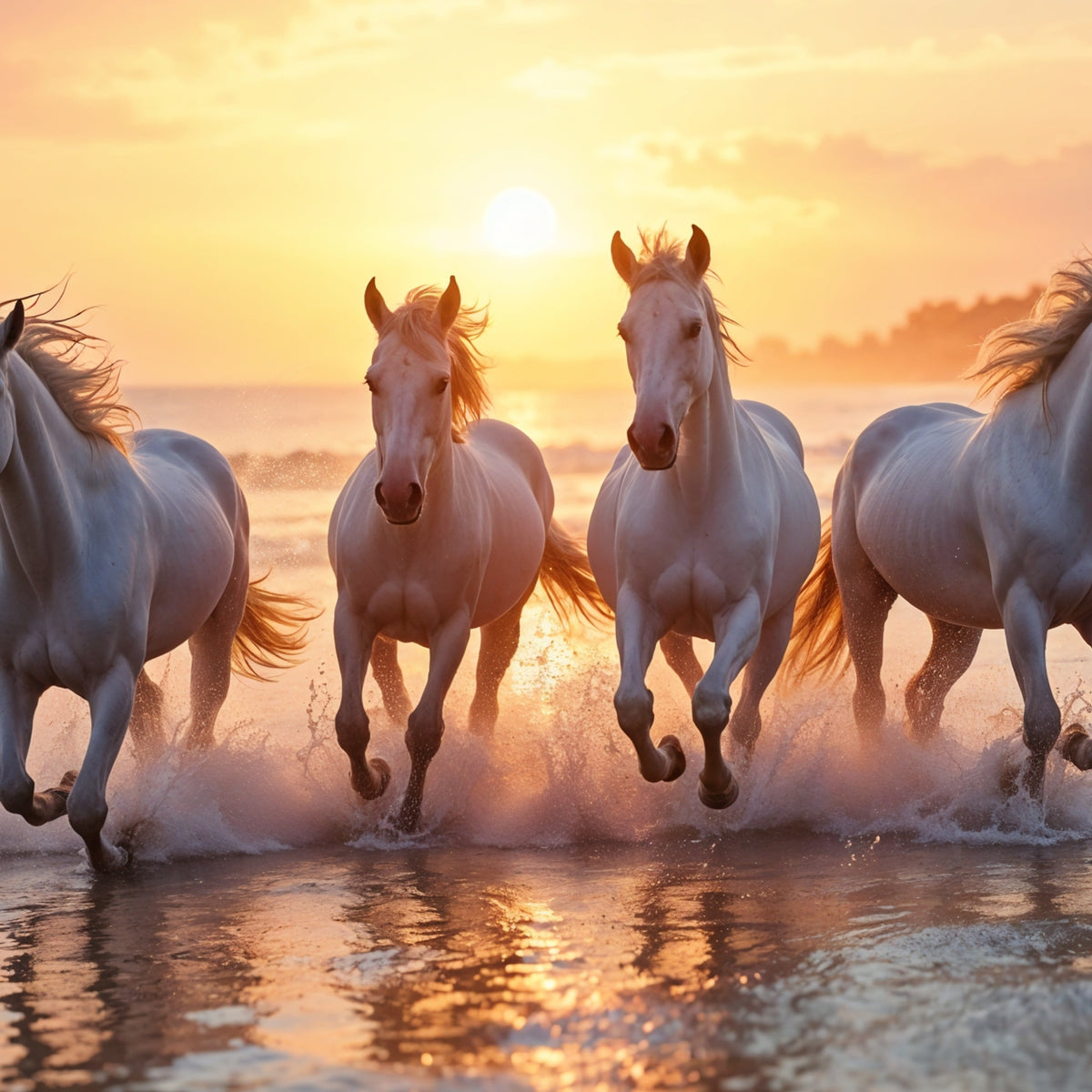 Sunlit Stallions of the Sea - - Framed Posters