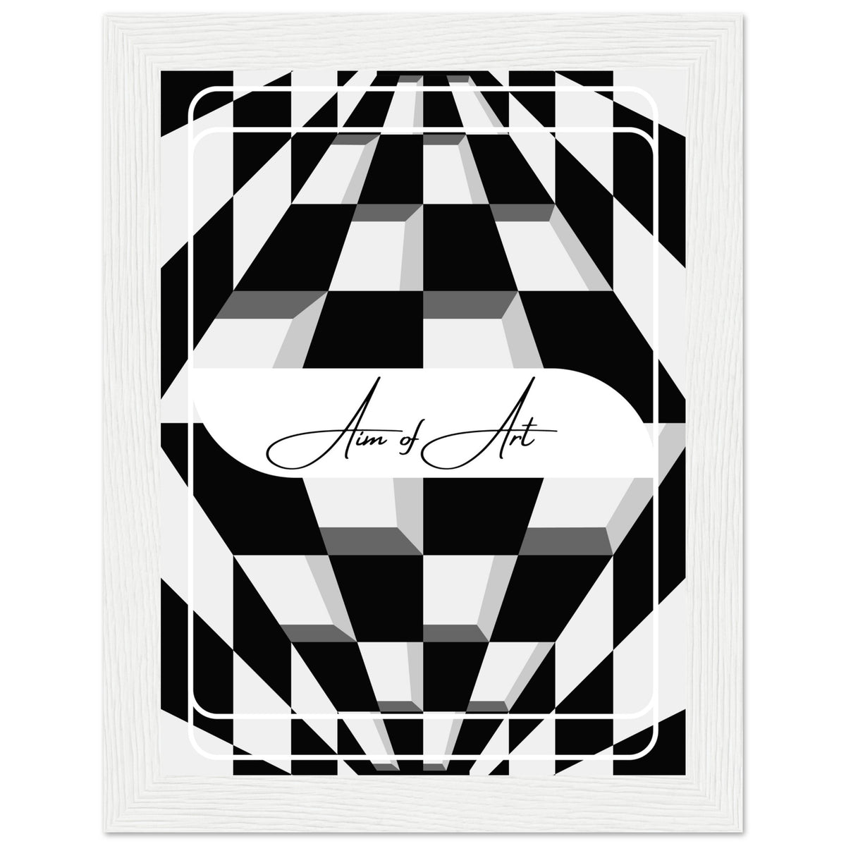 Modern Maze - Aim of Art Illusion - 15x20 cm 6x8″ White frame - Wooden Framed Posters