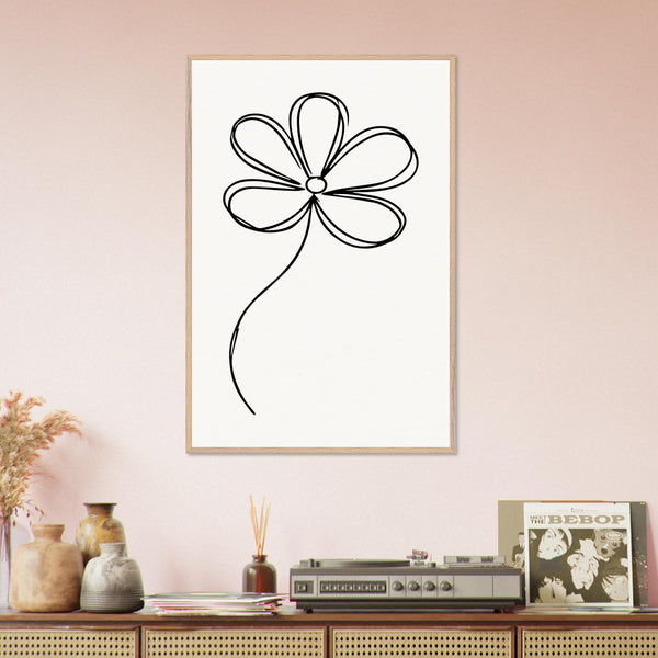 Simplicity in Bloom - Vintage-Inspired Floral Art - 60x90 cm 24x36″ Wood frame - Wooden Framed Posters