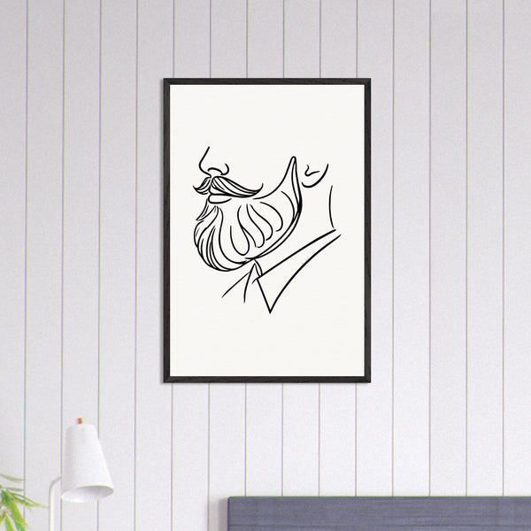 Beard and Bow - A Minimalist Tribute to Style - - Wooden Framed Posters