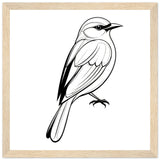 Serenity in Lines - Framed Bird Poster - 30x30 cm 12x12″ Wood frame - Framed Posters