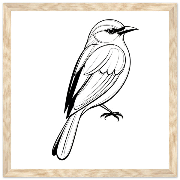 Serenity in Lines - Framed Bird Poster - 30x30 cm 12x12″ Wood frame - Framed Posters