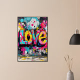 Explosive Colors - Graffiti-Inspired LOVE Design - - Framed Poster