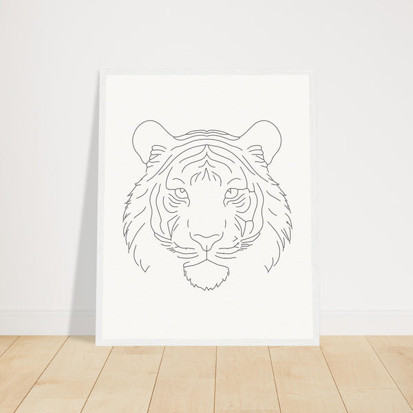 Majestic Lines - The Tiger's Gaze - 40x50 cm 16x20″ White frame - Wooden Framed Posters