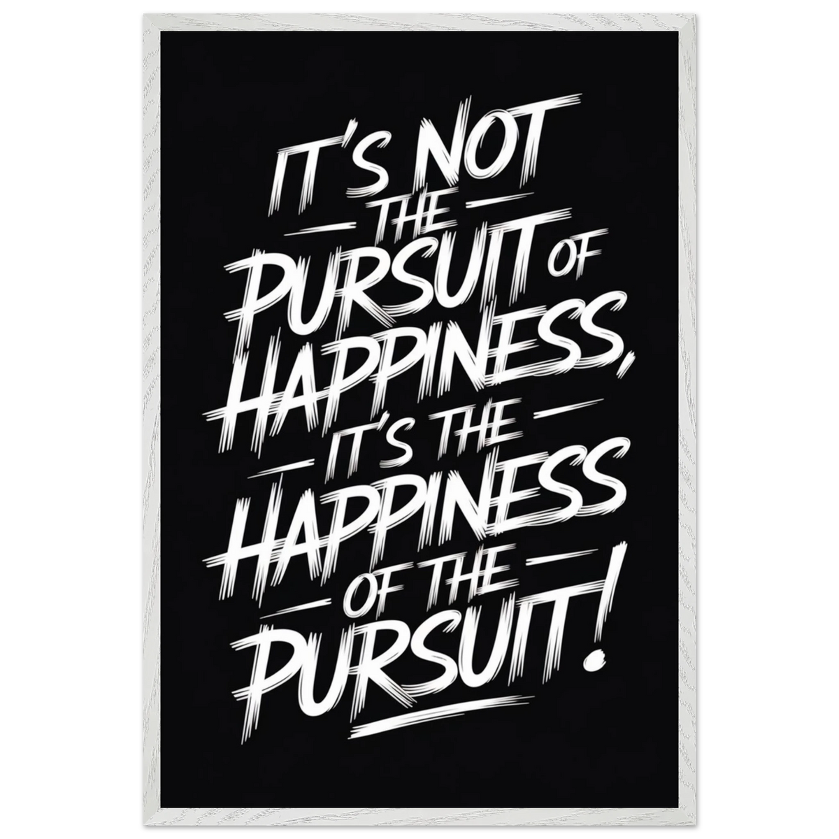 Motivation Wall Art – “Happiness of the Pursuit” Poster - - Wooden Framed Posters