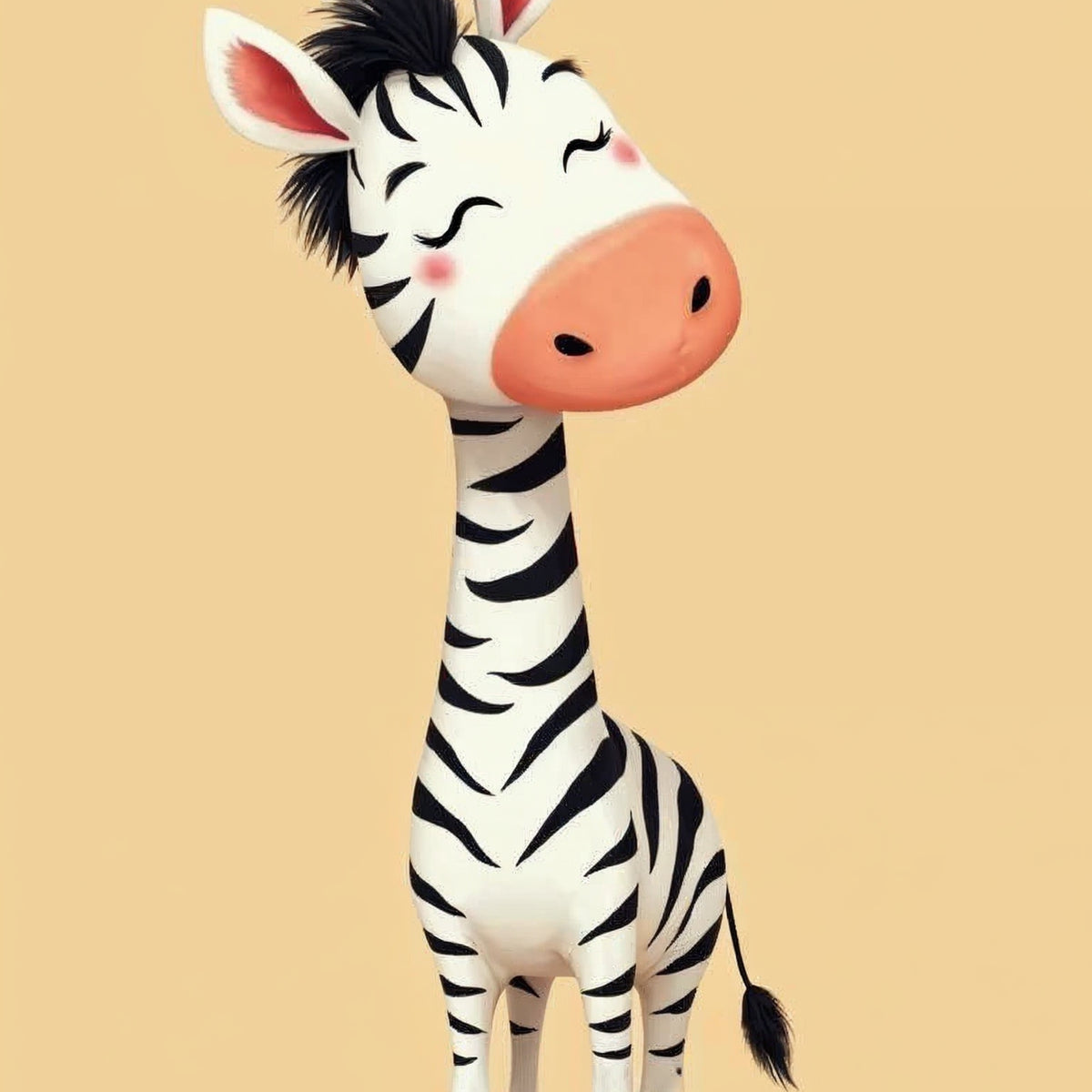 Playful Pals – Zebra, Giraffe & Lion Wall Art Set - Walnut Premium Oak Glossy Photo - Wooden Framed Posters