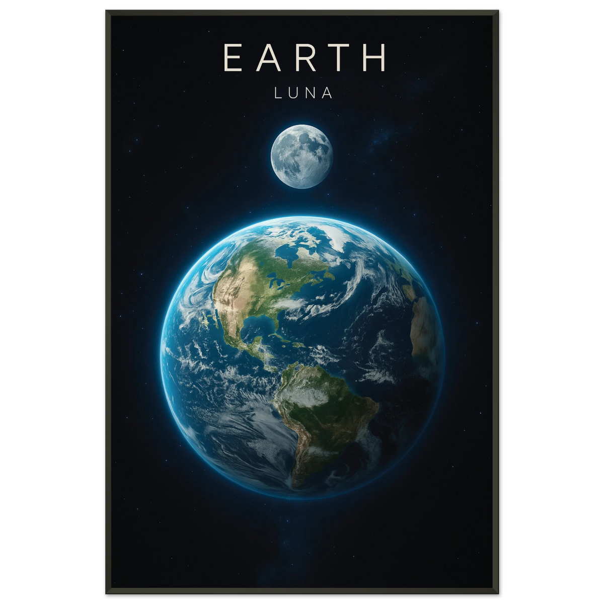 Blue Planet Gift – Metal Framed Poster of Earth & Moon - Default Title - Metal Framed Posters