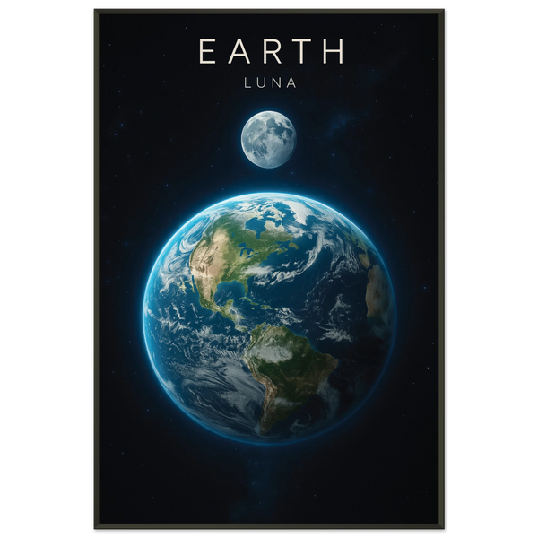 Blue Planet Gift – Metal Framed Poster of Earth & Moon - Default Title - Metal Framed Posters