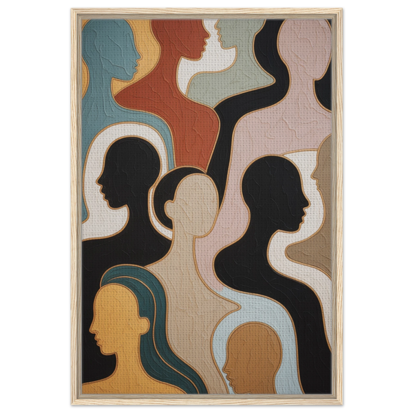 Gift Connections – Abstract Faces Framed Canvas - - Canvas