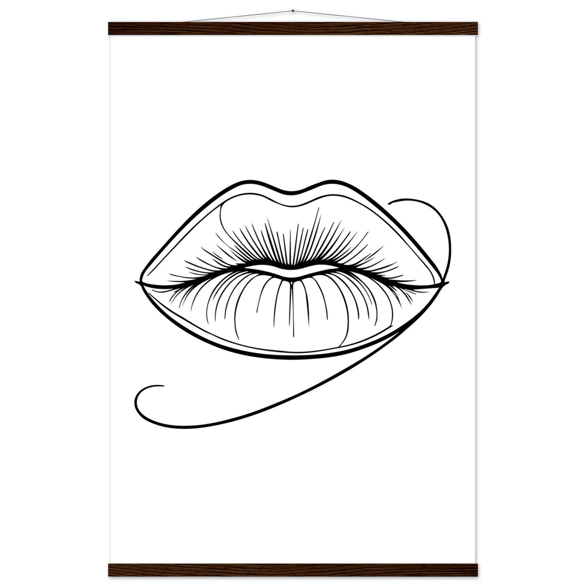 Lips of Expression - Minimalist Art on Premium Poster - 60x90 cm 24x36″ Dark wood wall hanger - Posters With Hanger