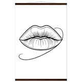 Lips of Expression - Minimalist Art on Premium Poster - 60x90 cm 24x36″ Dark wood wall hanger - Posters With Hanger