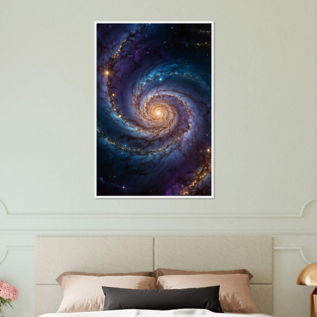 Celestial Dance - Framed Galaxy Art Print - White frame 60x90 cm 24x36″ - Wooden Framed Posters