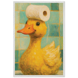 Wooden Framed Poster – Fun Duck Bathroom Decor - - Wooden Framed Posters