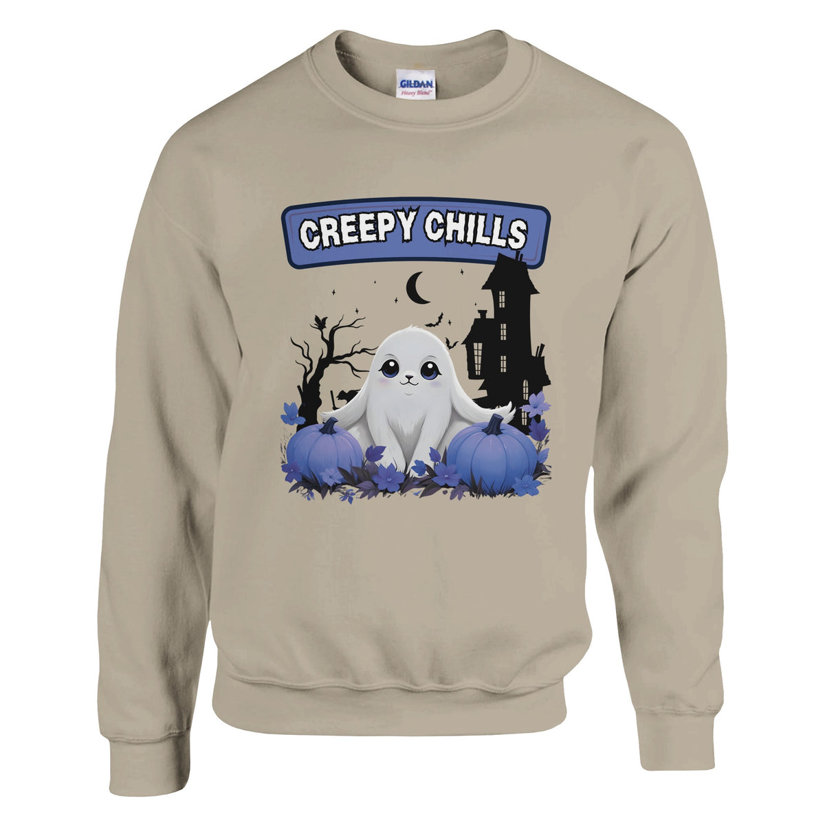 Adorable Haunts - Creepy Chills Ghost Sweatshirt - Sand - Sweatshirts