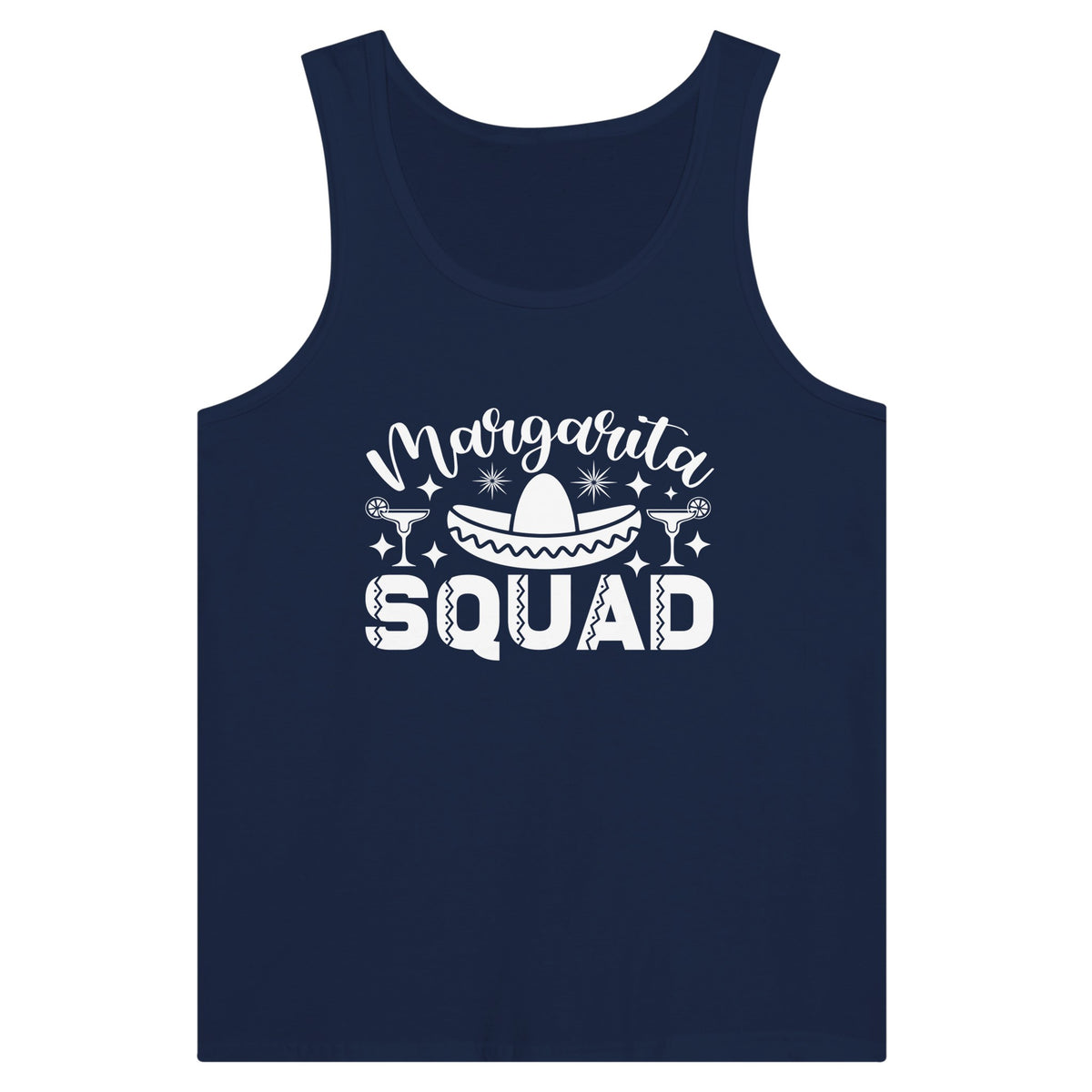 Sip and Squad - Margarita Moments on Cotton Tank - Navy - Print Material