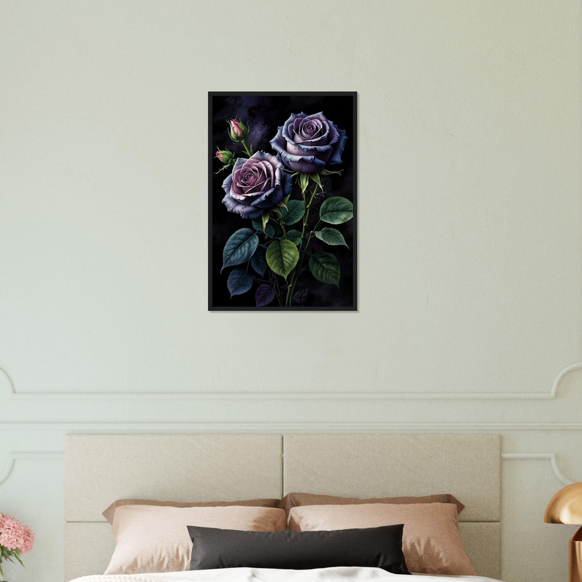 Shadow Bloom - Dark Floral Framed Artwork - Black frame 40x60 cm 16x24″ - Wooden Framed Posters