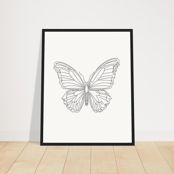 Butterfly Grace - Framed Minimalist Art - 40x50 cm 16x20″ Black frame - Wooden Framed Posters