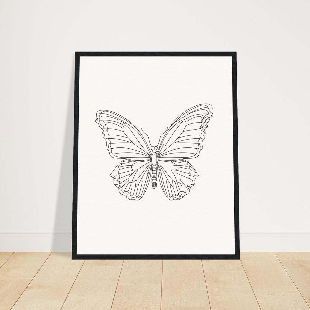 Butterfly Grace - Framed Minimalist Art - 40x50 cm 16x20″ Black frame - Wooden Framed Posters