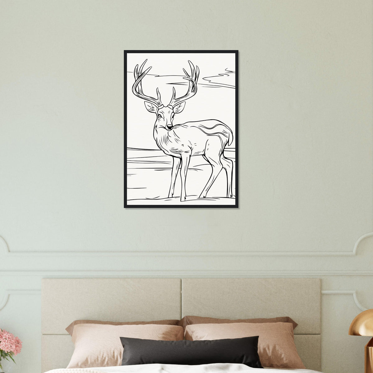 Elegance in Nature - Deer in Line - - Wooden Framed Posters