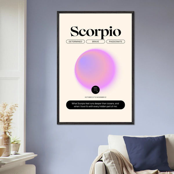 Zodiac Wall Art Framed Poster for Astrology Lovers - Black frame Sagittarius - Wooden Framed Posters