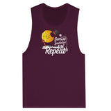 Chase the Sun - Sun Rise, Sun Burn, Sun Repeat Muscle Tank Top - Maroon - Tank Tops