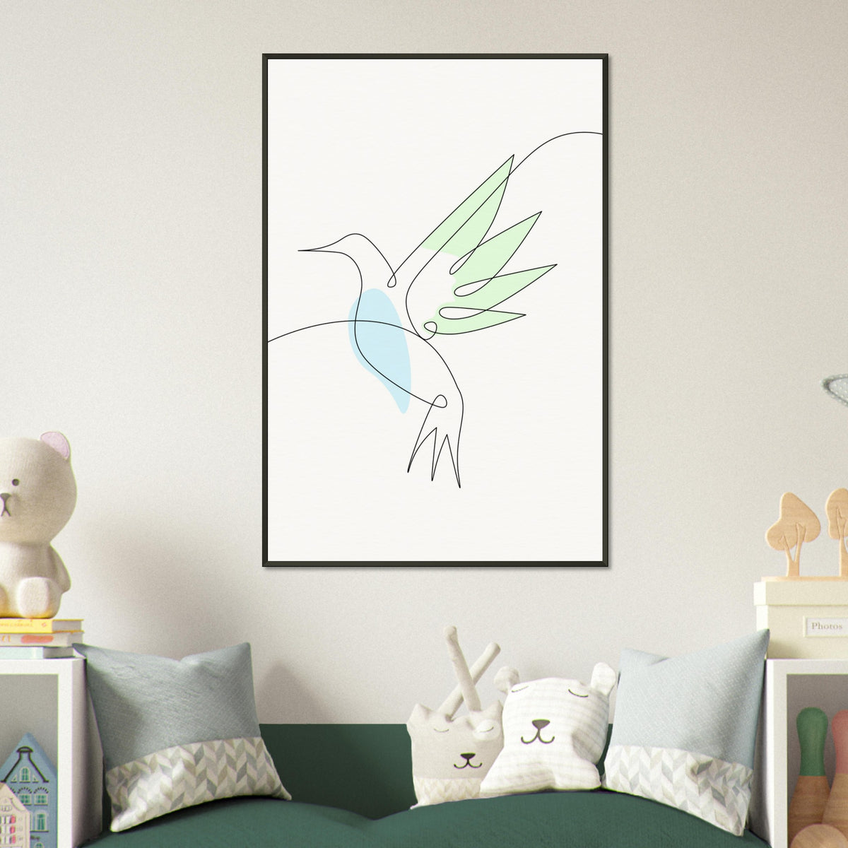 Whispering Wings - Modern Hummingbird Design - - Metal Framed Posters