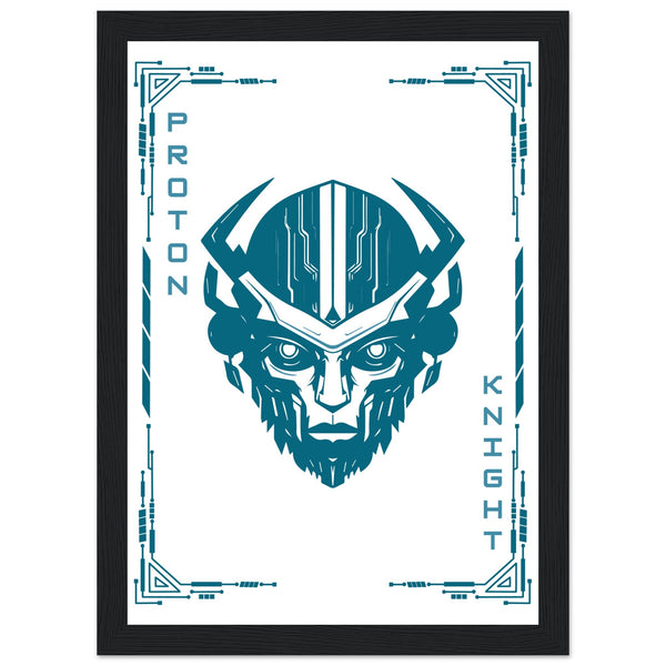 Transform Your Space - "Proton, Neural, Quantum Knights" Poster Set - A4 21x29.7 cm 8x12″ Black frame Proton Knight - Wooden Framed Posters