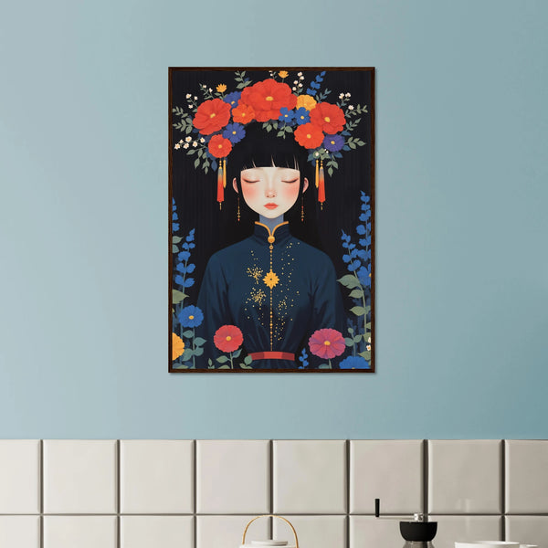 Gift Beauty – Framed Asian-Inspired Poster - Dark wood frame - Wooden Framed Posters