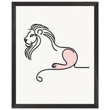 Majestic Serenity - Lion Line Art Poster - 40x50 cm 16x20″ Black frame - Wooden Framed Posters