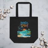 Beach Time Bliss Eco Tote Bag - Black - Tote Bags