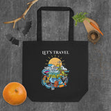 Adventure Awaits - Let's Travel Tote - Black - Tote Bags