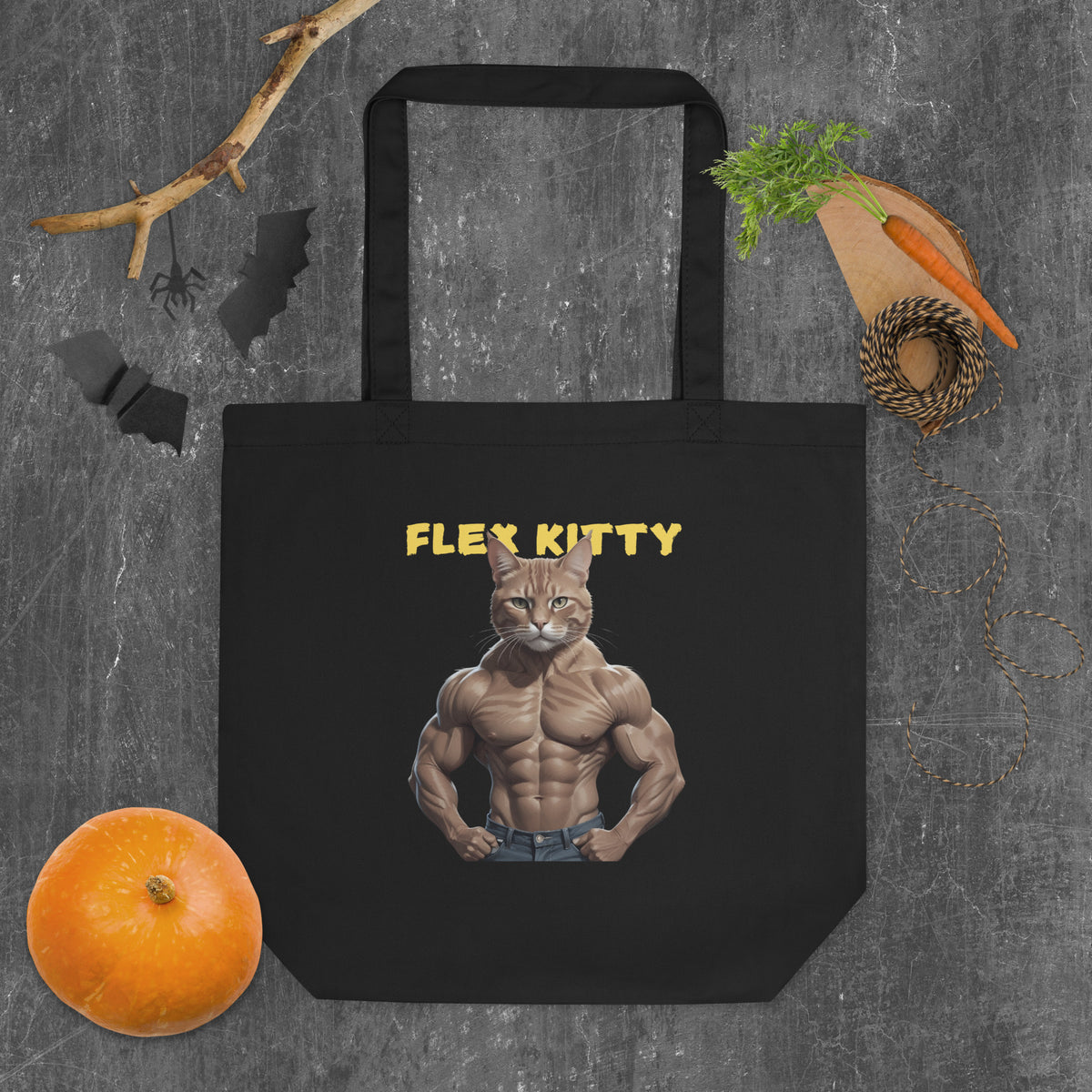 Muscle Meow Eco Tote - Power in Every Purr - - Tote Bags