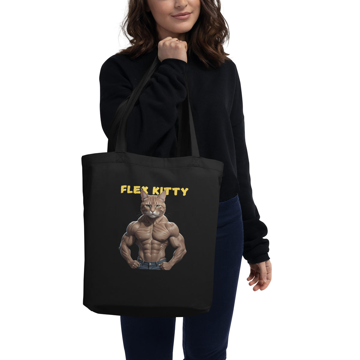 Muscle Meow Eco Tote - Power in Every Purr - - Tote Bags