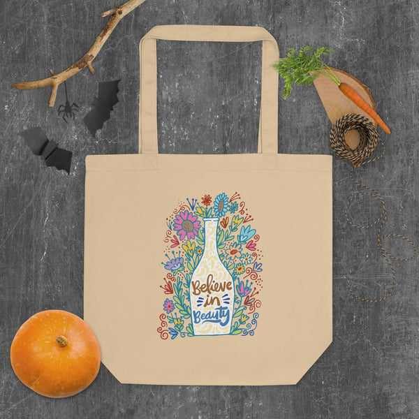 Believe in Beauty - Tote Bag of Inspired Elegance - Oyster - Tote Bags