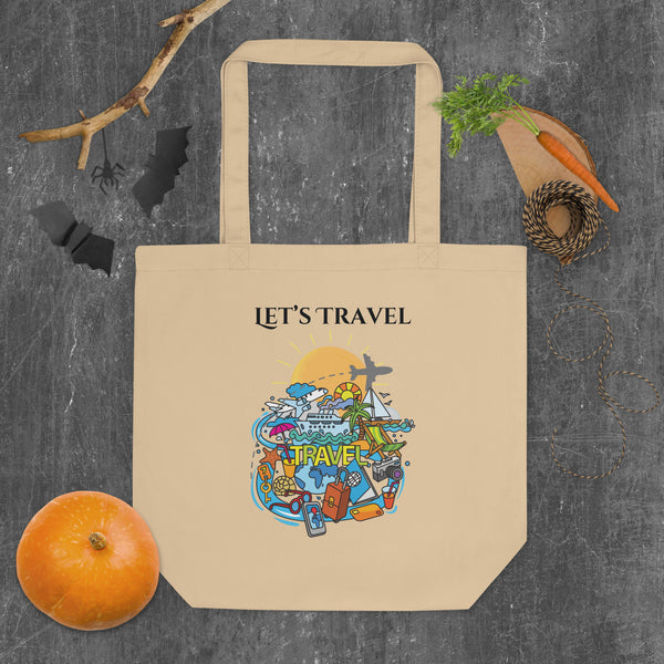 Adventure Awaits - Let's Travel Tote - Oyster - Tote Bags