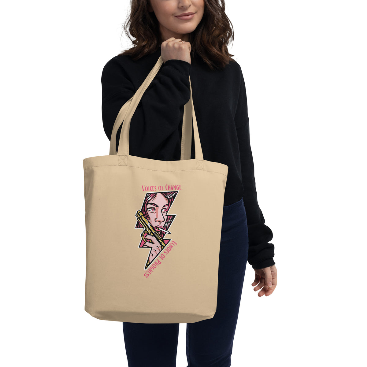 Revolutionary Art - Pink-Haired Muse Tote - Oyster - Tote Bags