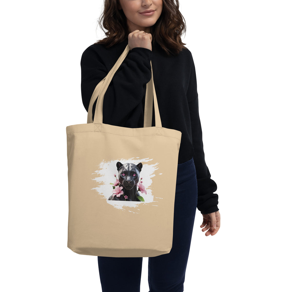 Black Panther Beauty - Pink-Eyed Elegance Tote - - Tote Bags