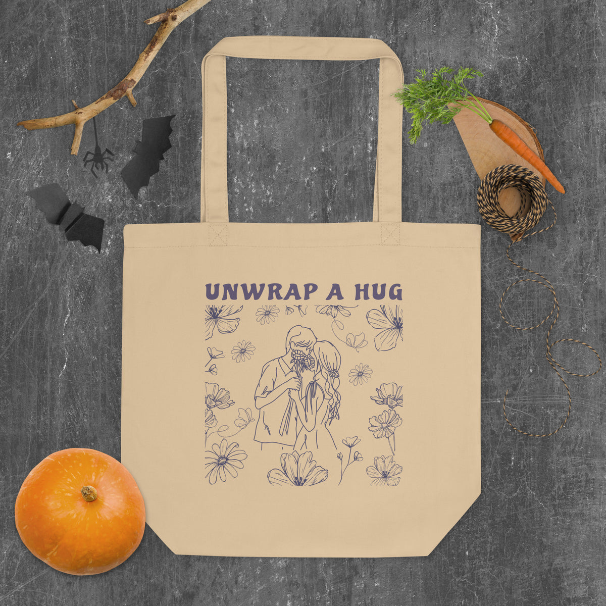 Unwrap a Hug Eco Tote - A Touch of Affection for Her - - Tote Bags