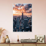 New York Skyline at Sunset - AI Masterpiece - - Framed Posters