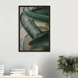 Gift Tranquility – Green Abstract Framed Canvas - Dark wood frame - Canvas
