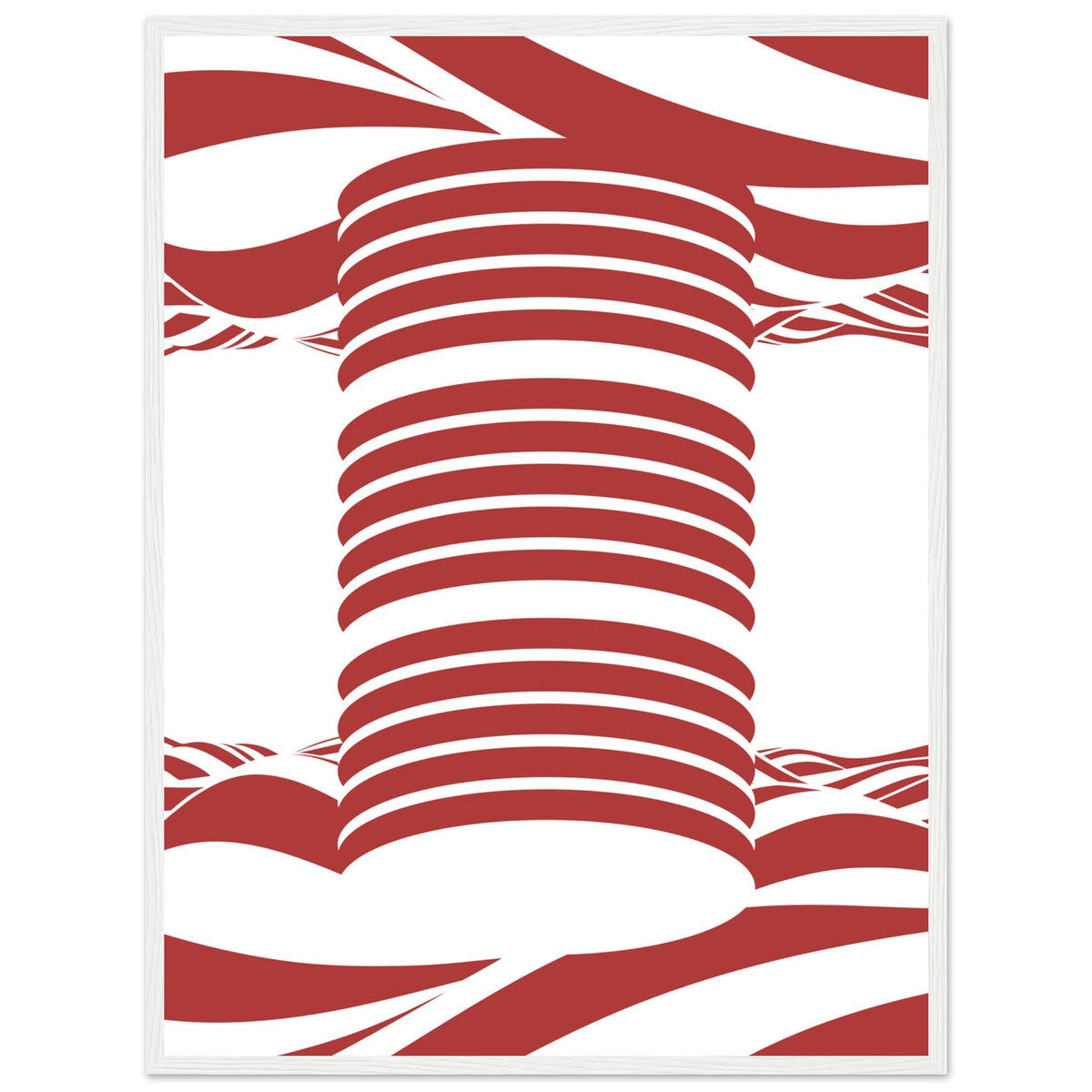 Twist of Elegance - Striking Red & White Art - 60x80 cm 24x32″ White frame - Framed Posters