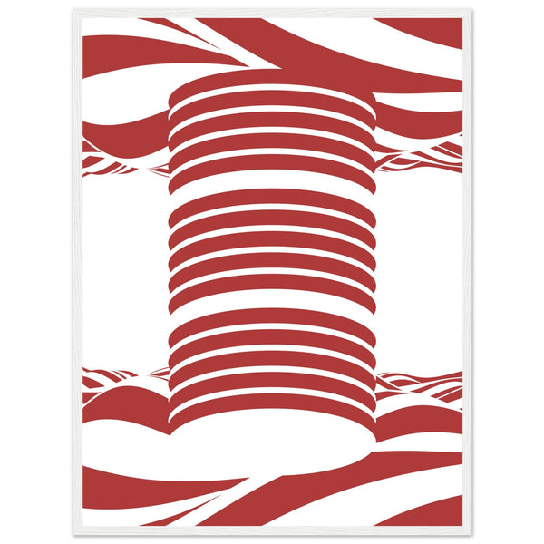 Twist of Elegance - Striking Red & White Art - 60x80 cm 24x32″ White frame - Framed Posters