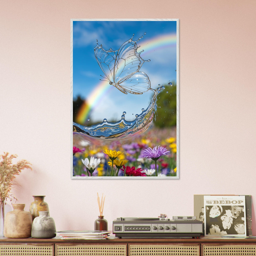 Ethereal Flight - Butterfly and Rainbow Framed Art - White frame - Framed Posters