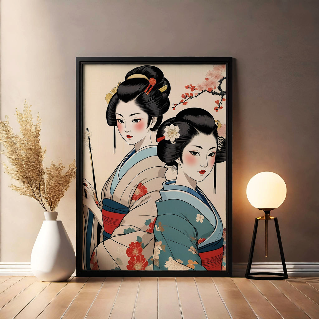 Graceful Tradition - Geisha Portrait - 12x18 - Framed Posters